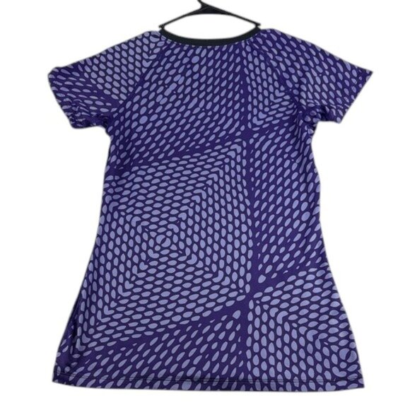 Nike Pro Fitted Dri-Fit V-Neck Purple Polka Dot Short Sleeve Shirt Women’s M - Picture 2 of 5
